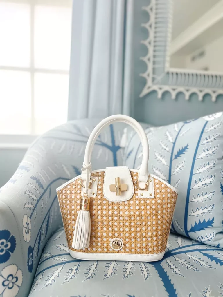 grandmilennial style cane purse from lilly pulitzer